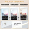 163 cm afsluitbare juwelenkast geïntegreerde make upspiegel 3 kleurige led verlichting verstelbare legplanken universele wielen wit 7