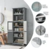 163 cm hoge opbergkast voor de badkamer vrijstaande keukenkasten met 2 kasten 2 open vakken en verstelbare planken grijs 6