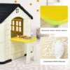 164 x 124 x 132 cm binnen & buiten speelhuisje kinderspeelhuisje met werkende deuren & ramen speelhuisje met tafel geel 7