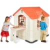 164 x 124 x 132 cm binnen & buiten speelhuisje kinderspeelhuisje met werkende deuren & ramen speelhuisje met tafel roze 1