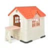164 x 124 x 132 cm binnen & buiten speelhuisje kinderspeelhuisje met werkende deuren & ramen speelhuisje met tafel roze 2