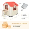 164 x 124 x 132 cm binnen & buiten speelhuisje kinderspeelhuisje met werkende deuren & ramen speelhuisje met tafel roze 5