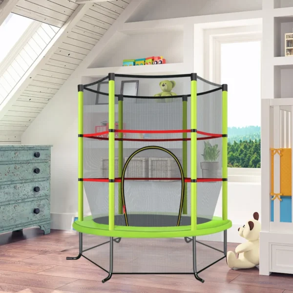 165 cm tuintrampoline met veiligheidsnet trampoline tot 135kg belasting voor kinderen vanaf 3 jaar groen 3