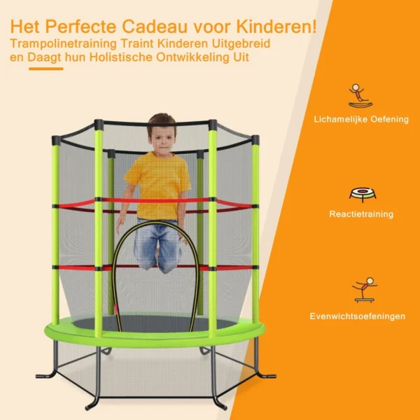 165 cm tuintrampoline met veiligheidsnet trampoline tot 135kg belasting voor kinderen vanaf 3 jaar groen 5