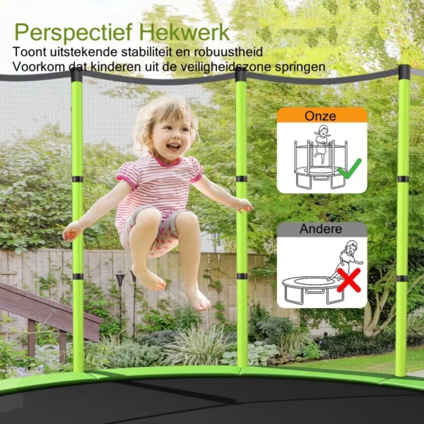 165 cm tuintrampoline met veiligheidsnet trampoline tot 135kg belasting voor kinderen vanaf 3 jaar groen 6