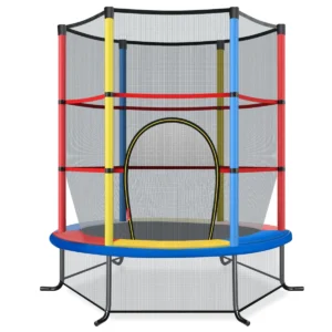 165 cm tuintrampoline met veiligheidsnet trampoline tot 135kg belasting voor kinderen vanaf 3 jaar kleurrijk 1