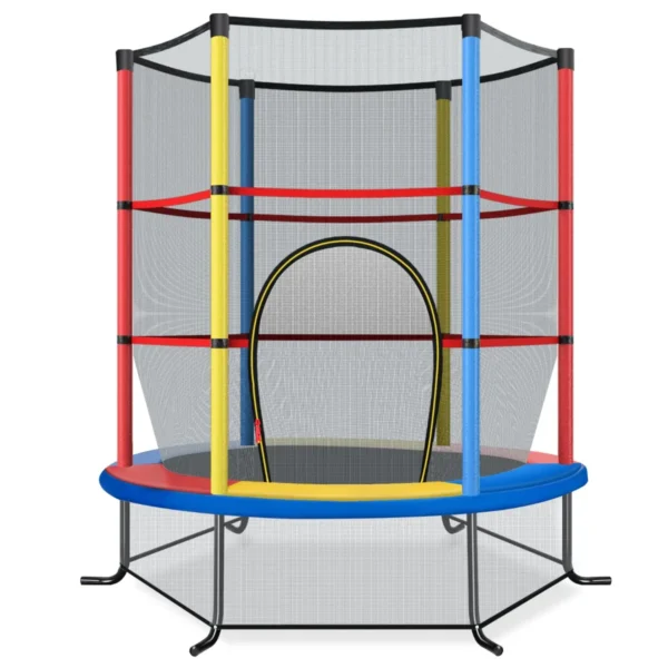 165 cm tuintrampoline met veiligheidsnet trampoline tot 135kg belasting voor kinderen vanaf 3 jaar kleurrijk 1