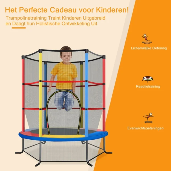 165 cm tuintrampoline met veiligheidsnet trampoline tot 135kg belasting voor kinderen vanaf 3 jaar kleurrijk 3