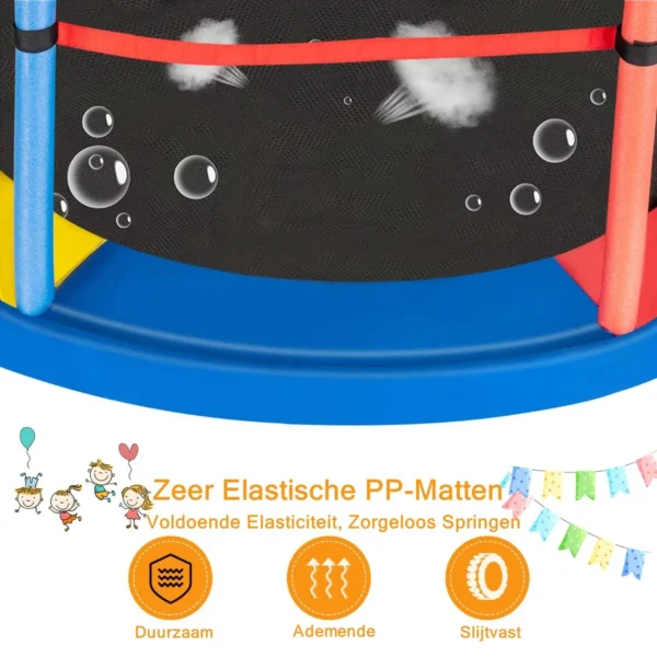 165 cm tuintrampoline met veiligheidsnet trampoline tot 135kg belasting voor kinderen vanaf 3 jaar kleurrijk 5