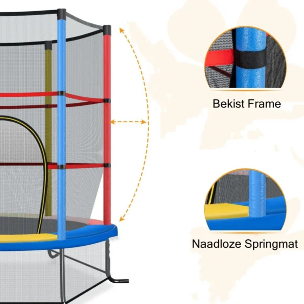 165 cm tuintrampoline met veiligheidsnet trampoline tot 135kg belasting voor kinderen vanaf 3 jaar kleurrijk 6