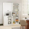 166 cm keukenkast moderne buffetkast met magnetronplank hoge opbergkast met deuren voor eetkamer woonkamer wit 7
