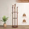 167 cm draaibare houten kapstok met 3 opbergplanken en 9 haken vrijstaande kapstok voor hal woonkamer slaapkamer walnoot 3