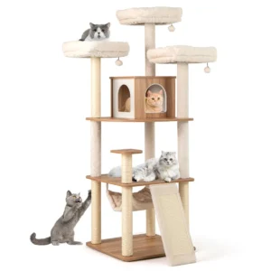 168cm kattenboom met 3 gevoerde platforms condo sisal krabpalen ladder hangende ballen wasbare kussens voor binnenkatten 1