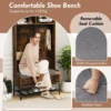 170 cm 4 in 1 kapstok met bank en kussen open vakken haken schoenenopberger met klapdeksel anti kantelsets bruin 4