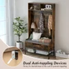 170 cm 4 in 1 kapstok met bank en kussen open vakken haken schoenenopberger met klapdeksel anti kantelsets bruin 6