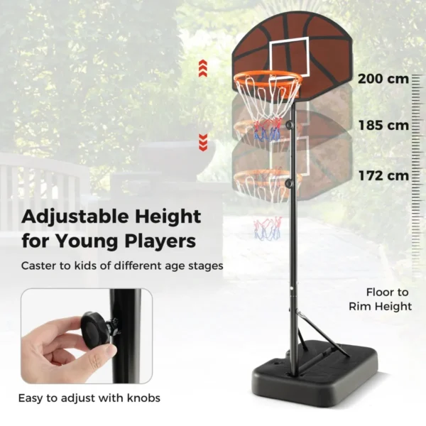 172 200 cm in hoogte verstelbare basketbalring voor kinderen draagbare basketbalstandaard onbreekbaar backboard stabiele opvulbare basis 4