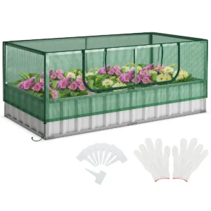 174 x 90 x 70cm minikas en verhoogd tuinbed plantenbak met oprolbare deur 8 t tags en een paar handschoenen rechthoekige buitenbak 1