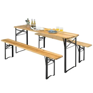178 cm lange biertafel met zitset 3 delige opvouwbare picknicktafel en bank set 1