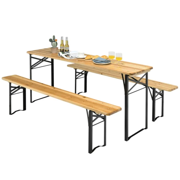 178 cm lange biertafel met zitset 3 delige opvouwbare picknicktafel en bank set 1