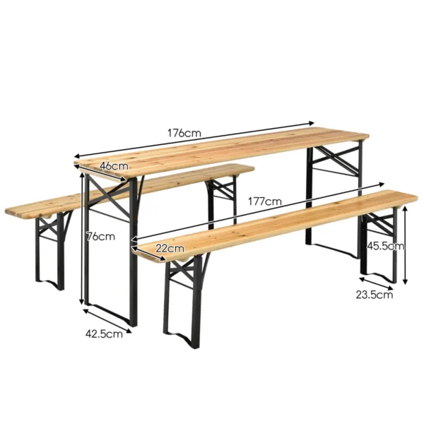 178 cm lange biertafel met zitset 3 delige opvouwbare picknicktafel en bank set 2