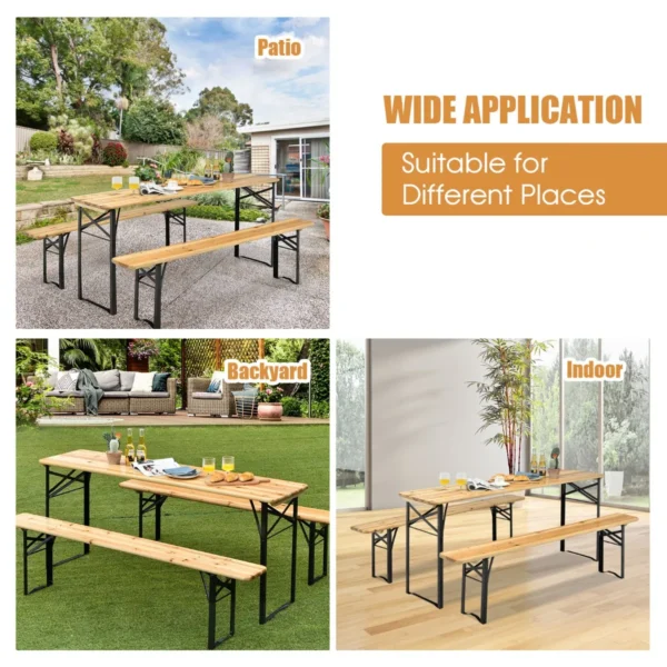 178 cm lange biertafel met zitset 3 delige opvouwbare picknicktafel en bank set 3