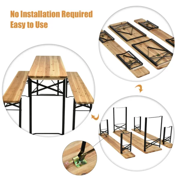178 cm lange biertafel met zitset 3 delige opvouwbare picknicktafel en bank set 4