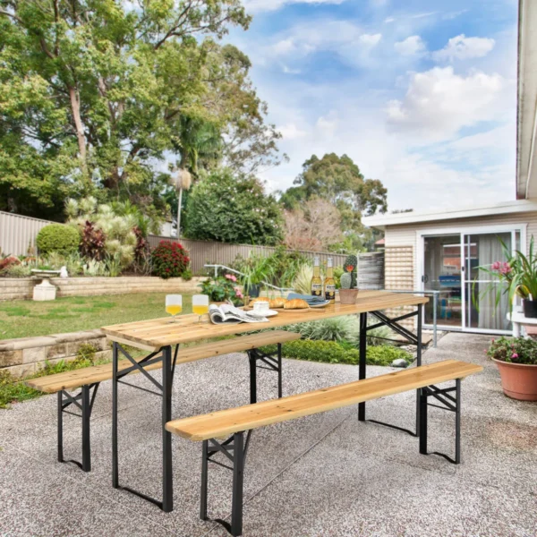 178 cm lange biertafel met zitset 3 delige opvouwbare picknicktafel en bank set 5