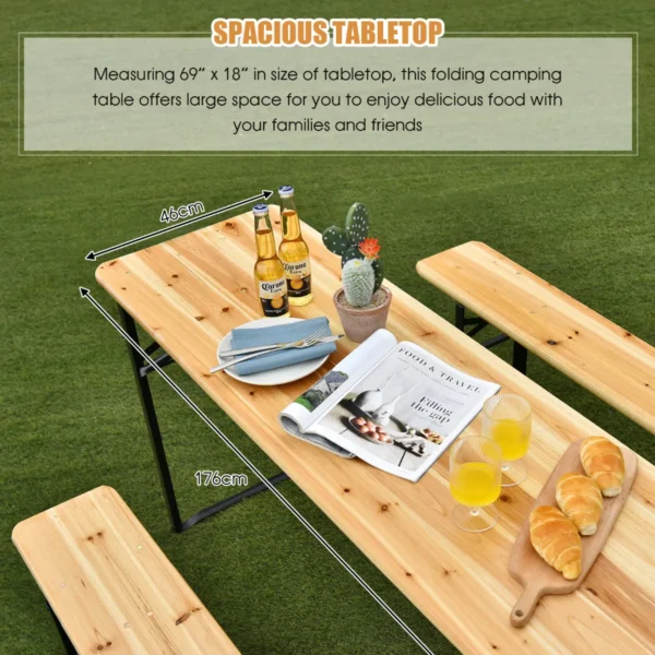178 cm lange biertafel met zitset 3 delige opvouwbare picknicktafel en bank set 7