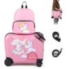 18" koffer & 12" rugzakset voor kinderen koffer op wieltjes kinderbagage met draagriem eenhoorn 1