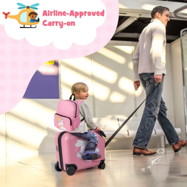 18" koffer & 12" rugzakset voor kinderen koffer op wieltjes kinderbagage met draagriem eenhoorn 4