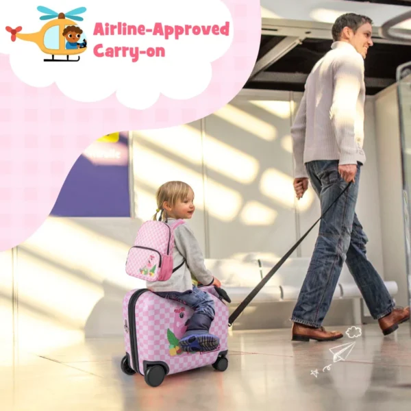18" koffer & 12" rugzakset voor kinderen koffer op wieltjes kinderbagage met draagriem flamingo 4