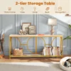 180 cm consoletafel marmerlook salontafel met geometrisch metalen frame bijzettafel goud + wit voor woonkamer hal ingang 4