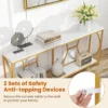 180 cm consoletafel marmerlook salontafel met geometrisch metalen frame bijzettafel goud + wit voor woonkamer hal ingang 6