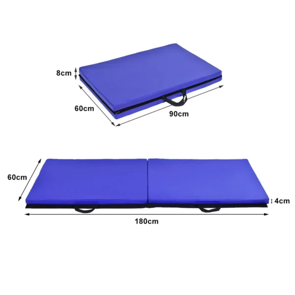 180 x 60 x 4 cm zachte opvouwbare vloermat draagbare yogamat met handvat oefenmat opvouwbare fitnessmat blauw 2