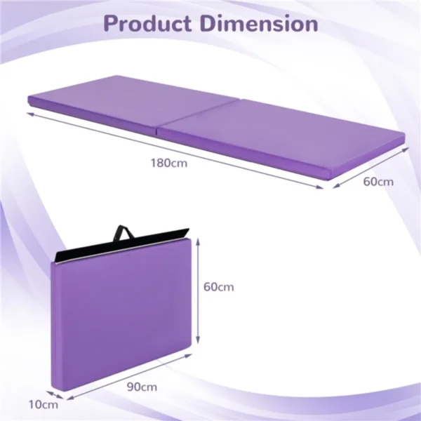 180 x 60 x 5 cm zachte opvouwbare vloermat draagbare yogamat met handvat oefenmat opvouwbare fitnessmat paars 2