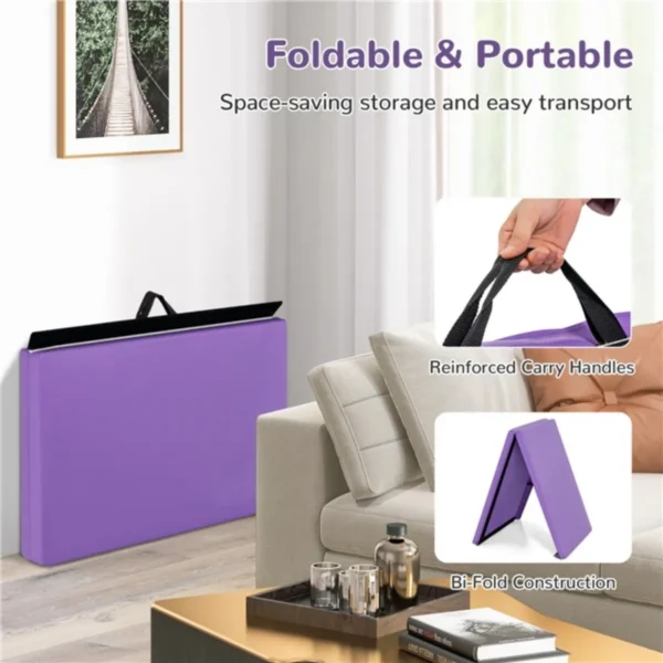 180 x 60 x 5 cm zachte opvouwbare vloermat draagbare yogamat met handvat oefenmat opvouwbare fitnessmat paars 6