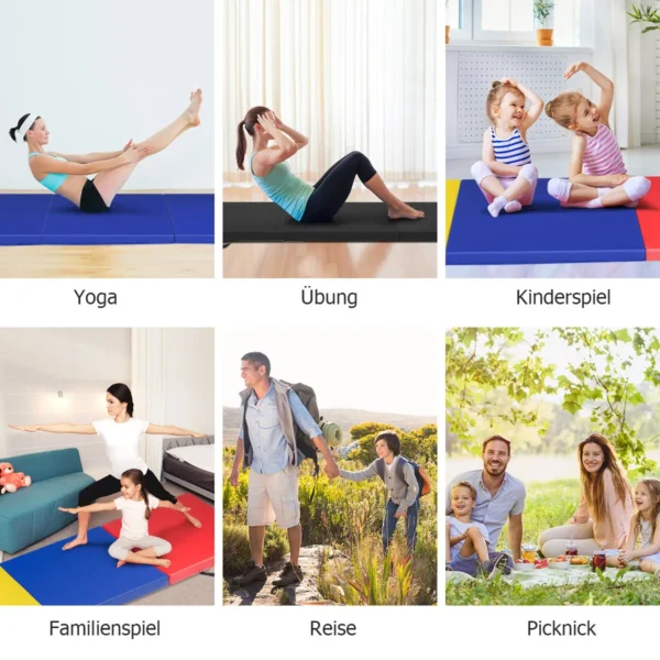 180 x 60 x 5 cm zachte vloermat inklapbaar gymnastiekmat draagbaar yogamat waterafstotend turnmat antislip klapmat fitnessmat 6