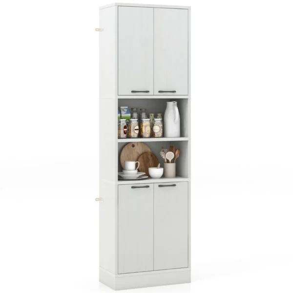 190 cm hoge opbergkast met deuren en legplanken veiligheidsscharnieren anti kantelsets opbergkast voor eetkamer keuken wit eiken 1