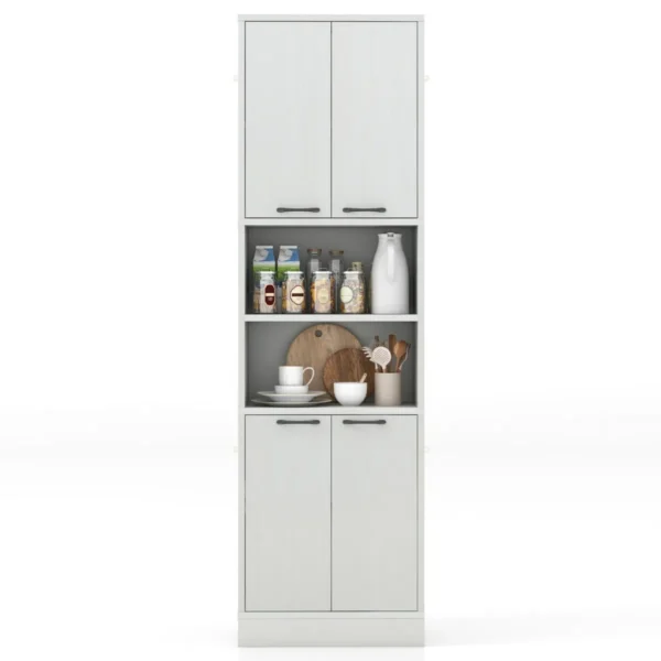 190 cm hoge opbergkast met deuren en legplanken veiligheidsscharnieren anti kantelsets opbergkast voor eetkamer keuken wit eiken 3