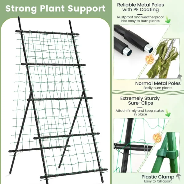 190 cm tuinrek voor klimplanten komkommer klimhulp verticale plantensteun met net a vormige plantenklimrek voor bloemen fruit 5