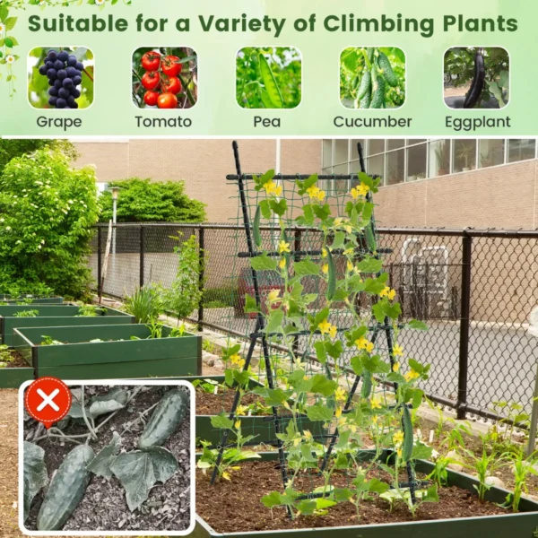 190 cm tuinrek voor klimplanten komkommer klimhulp verticale plantensteun met net a vormige plantenklimrek voor bloemen fruit 7