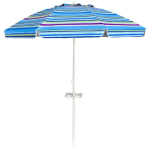 2.2m strandparaplu upf50 + zonbescherming draagbare parasol patioparaplu lichtblauw 1