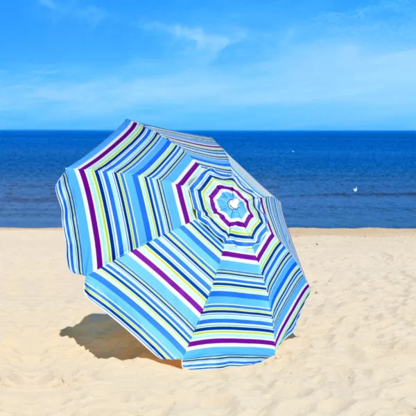 2.2m strandparaplu upf50 + zonbescherming draagbare parasol patioparaplu lichtblauw 5