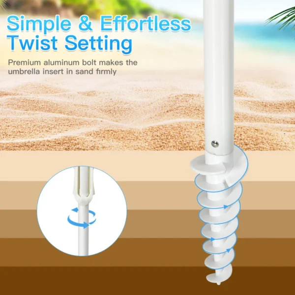 2.2m strandparaplu upf50 + zonbescherming draagbare parasol patioparaplu lichtblauw 7