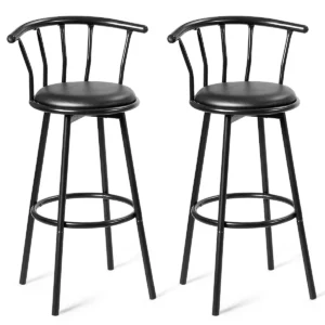 2 barkrukken barstoelen met 360 graden draaibare zitting barkruk gemaakt van stalen buizen en dikke schuimkussens zwart 1