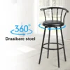 2 barkrukken barstoelen met 360 graden draaibare zitting barkruk gemaakt van stalen buizen en dikke schuimkussens zwart 5