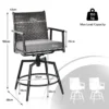 2 barstoelen 360° draaibaar metalen frame dubbellaagse rotan rugleuning verwijderbaar kussen voor terras veranda zwart 3