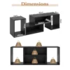 2 delig tv kast vrije combinatie televisietafel voor tv's tot 152 cm televisiekast met open planken multifunctioneel tv rek zwart 3