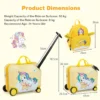 2 delige kinderkoffer + rugzak 47 cm lange ride on koffer en 30 cm brede rugzak met wielen en waterdichte harde schaal geel 3