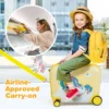 2 delige kinderkoffer + rugzak 47 cm lange ride on koffer en 30 cm brede rugzak met wielen en waterdichte harde schaal geel 7